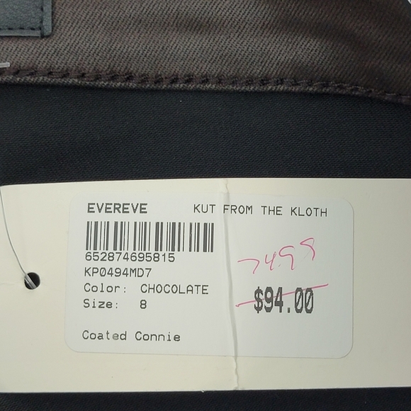 Kut from the Kloth Chocolate High Rise Faux Leather Coated Connie Ankle Sz 8 NEW - Picture 14 of 16